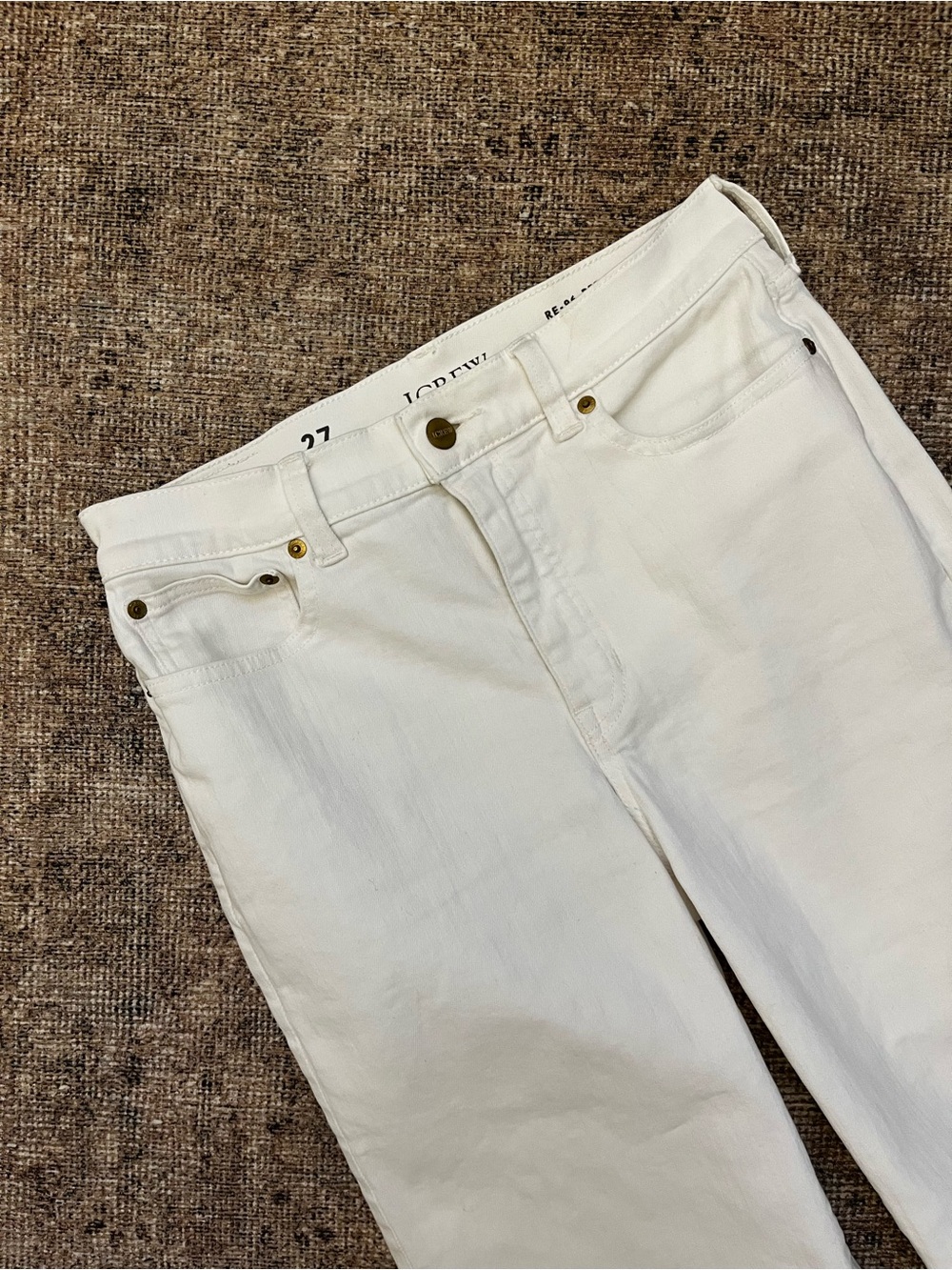 J. Crew Straight White Jeans 27” Cut Off Hem Clean Cotton